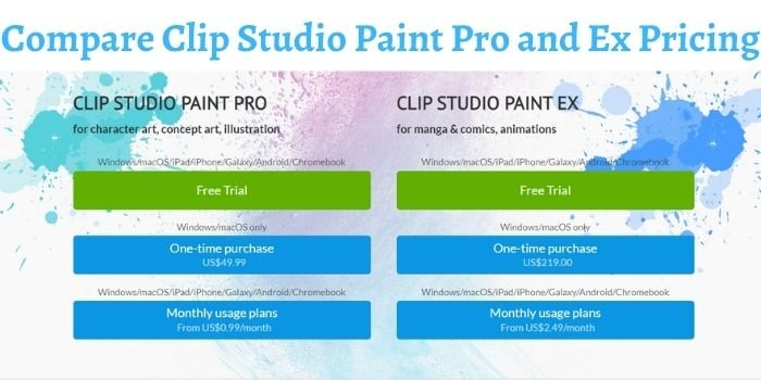 Clip Studio Paint Pro and Ex Pricing