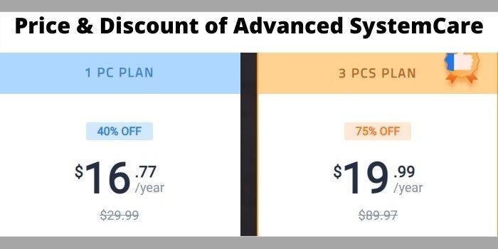 Price & Discount of Advanced SystemCare