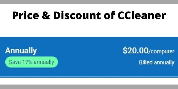 Price & Discount of CCleaner
