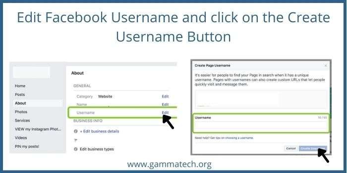 Alter Facebook Page Username